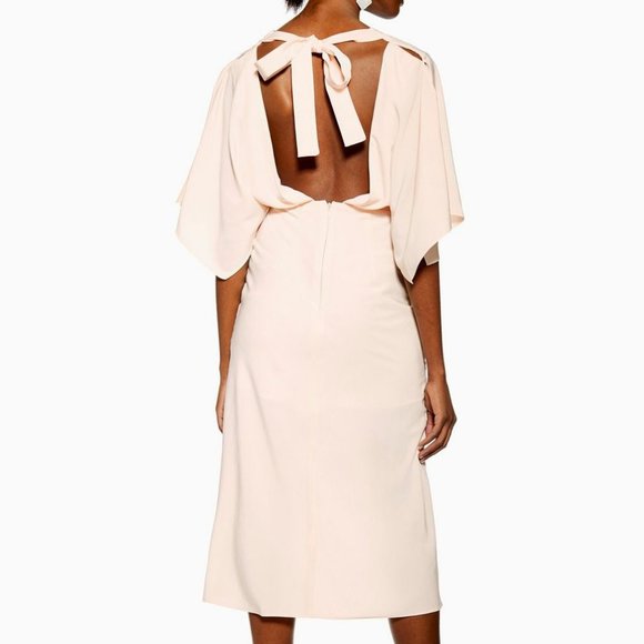 Topshop Batwing V-Neck Open Back Midi Dress - Picture 3 of 3